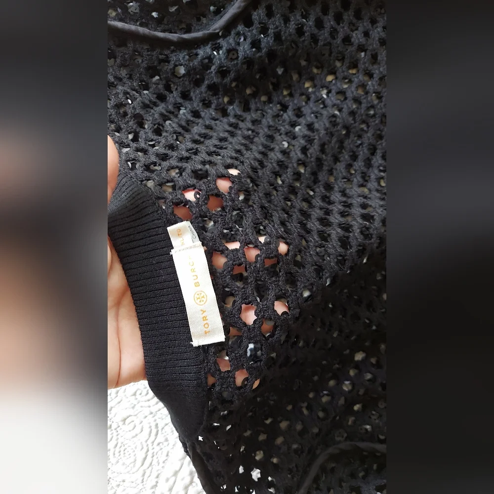 Tory Burch Lansing Merino Wool Jumper with Sequins — Size XL/TG